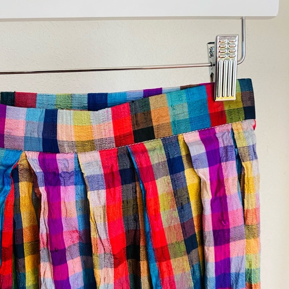 Vintage 70’s Retro Mod Handmade High Waisted Pleated Rainbow Long Skirt - Picture 6 of 7